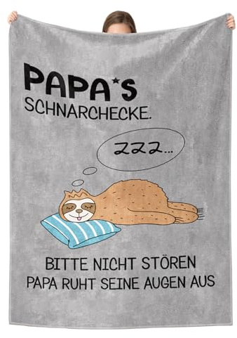 MorLuks Papa Geschenk, Kuscheldecke mit Faultier-Print, Flanelldecke Geschenke für Papa zum Geburtstag Weihnachten Vatertag, Schlafdecke Sofadecke für Vater von Tochter Sohn