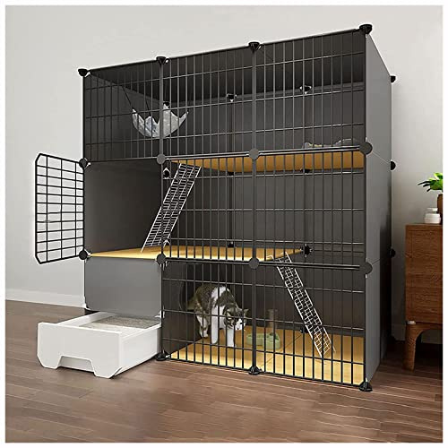 Indoor Laufgitter für Katzen und Kleintiere, multifunktionales Gehege mit Hängematte, ideal für Kätzchen, Welpen, Hasen