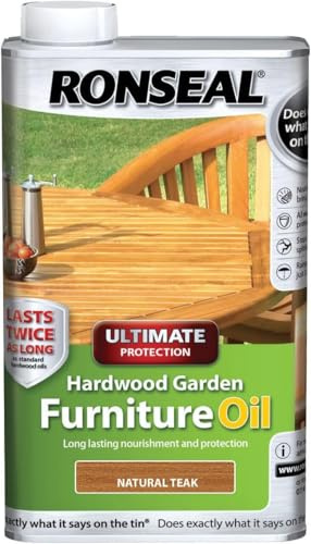 Ultimate Protection Hardwood Garden Furniture Oil Teak 1L – Once a Year Application – Nourishes Wood – Fast Drying 2 Hour Formula – UV Weather Defence