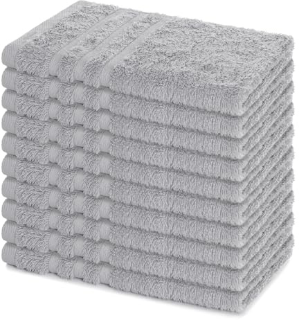 Lavea® 10er Set Gästehandtücher 30x50 cm – Silber