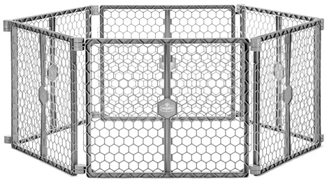 Regalo Safety 192 Super Wide Baby Gate & Play Yard, 2-in-1 Adjustable Playpen for Babies, Toddlers & Pets, Includes Wall Mount Kit, Plastic, Gray