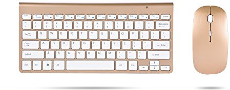 Kabellose Tastatur- und Mauskombination mit 78 x Architektur-Tasten, 2,4 GHz schlankes, wasserdichtes, ergonomisches Tastatur- und Mauskit für Desktop-Laptops, Smart-TV(golden)