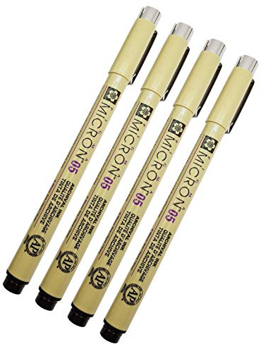 Sakura Pigma Micron 05 Black Pen 0,45 mm Strichbreite, 4 Stück (05)