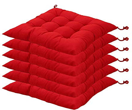 AGDLLYD 6 Coussins de Chaises Carrés 40x40 Coussins de Siège Décoration Maison Coussin Mat Matelassée,Confortable et coloré - Idéal pour intérieur et extérieur (Rouge002)
