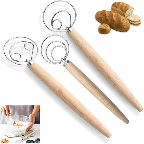 Lot de 3 fouets à pâte danois en acier inoxydable de qualité supérieure pour gâteaux, desserts, pain, pizza, pâtisserie, ustensiles de cuisine