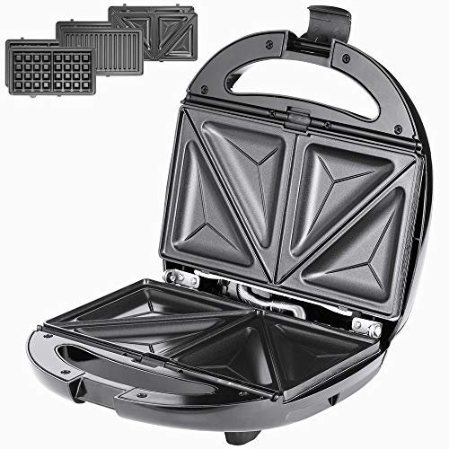 Grill électrique 3en1 800W sans BPA appareil à sandwichs viandes grill gaufrier 3 grils appareil multifonctions cuisine