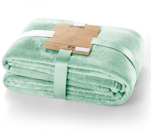 DecoKing Kuscheldecke 150x200 cm Pfefferminze Decke Microfaser Tagesdecke Fleece weich sanft kuschelig Peppermint Mic