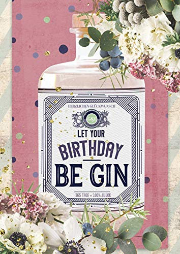 bentino Geburtstagskarte mit MUSIK, spielt I love my life (Coverversion) DIN A5 Set mit Umschlag, die Grußkarte ist ein MUSS für alle GIN-Fans
