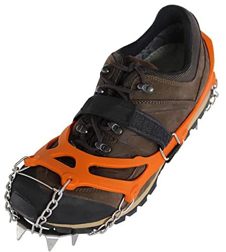 STUBAI Grödel für Wander-Schuhe | Mount Track orange, Größe XL | Antirutsch-Schuhkrallen aus Edelstahl für Winter, rutschfeste Spikes für Schuhe, Wandern, Schnee, Outdoor