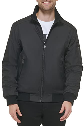 Calvin Klein Men's Rip Stop Bomber Jacket, Jet Black, L Homme