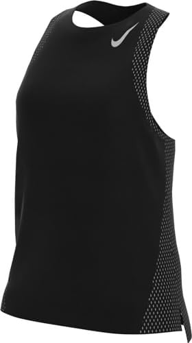 Nike Women's Shirt W NK Fast DF Tank, Black/Reflective Silv, DD5940-010, M