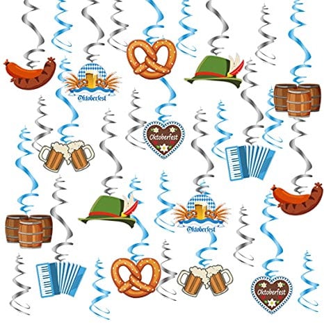 30 Stück Oktoberfest Deko Set, Oktoberfest Deckenhänger Wirbel Spiral Girlande für Bayrisch Deko Party bayrische