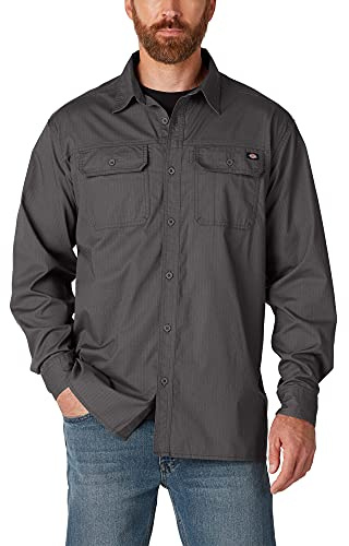 Dickies Flex Ripstop Long Sleeve Shirt Camicia Button-Down, Ardesia, M Uomo