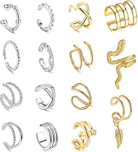 MILACOLATO Ohrclips Damen Ohne Ohrlöcher Ohrringe Damen Ohrringe Set Earcuff Ohrklemme Fake Helix Piercing Damen Fakepircings Piercing Ohr Ohrringe Clip Ohr On Knorpel Ohrschmuck Ohrklemme Set Mischen