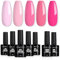 TOMICCA Gel Nail Polish Set, 2pcs Base Coat and Top Coat Set & 5 Colors Nude Pink Gel Polish, 7×8ml Soak Off UV Gel Nail Varnish Lacquer Manicure Set, Nail Art DIY Manicure Salon and Home for Women