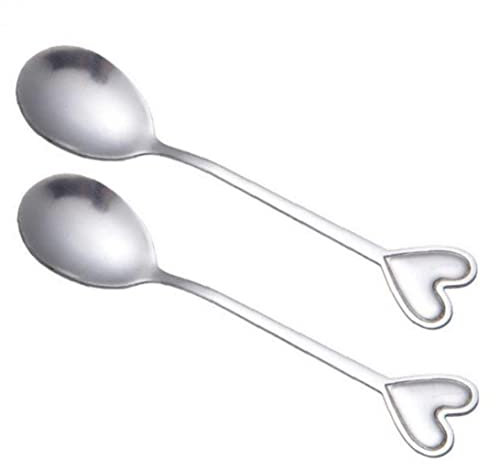 Onsinic 2pcs Heart Shape Coffee Tea Spoon Dessert Sugar Stirring Decorative Spoons Teaspoon Wedding Gift Kitchen Tool