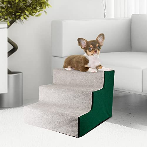 NAMSAN Hundetreppe 3-Stufige Haustierleiter, Einfache Montage, Katzentreppe mit Waschbarem Bezug für Schlafsofa, 42 x 40 x 31cm