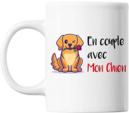 Planetee Mug En couple avec mon chien bouledogue français | Tasse humour