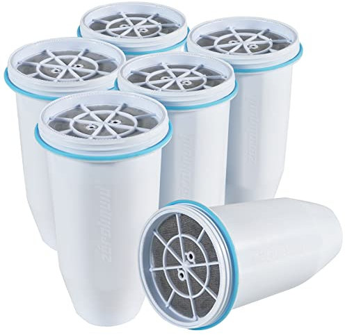 Zeroliquid ZR-017 Filtro dell'acqua di ricambio per brocche e distributori d'acqua, filtro avanzato a 6 stadi per rimuovere il 99,9% di piombo, cloro, fluoro, metalli pesanti, senza BPA (confezione da