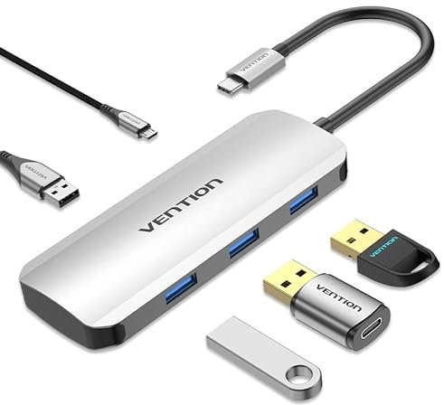 Vention USB HUB, USB Verteiler USB hub 3.0 5-Ports Ultra Slim Laden unterstützt für Notebook-PC, Flash Drive, Mac mini/Pro,PS5/PS4,Mobile Festplatte für Surface Pro, XPS