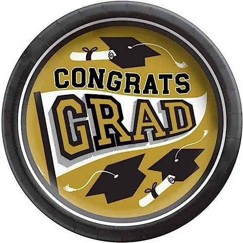 Amscan Piatti di laurea - 8 1/2 | Oro | Rotondo | 20 Pz.