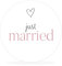 White&ivory, 50x runde Aufkleber, Sticker just married | stilvolles Design: herz, rosa | 4cm Durchmesser | selbstklebend | Gastgeschenke für Hochzeit Taufe Geburtstag