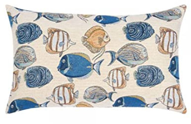 PAD - Kissenhülle, Kissenbezug - Poisson Fische - 100% Baumwolle - Farbe: Natural - 35 x 60 cm