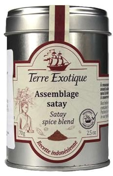 Mezcla Satay Indonesia 70 g en polvo para salsa y marinado de cacahuete estilo asiático, ideal para brochetas, wok y dips