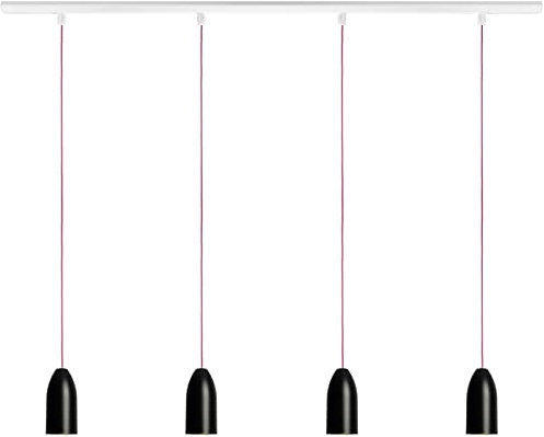 Buchenbusch urban design 4 flammig Deckenlampe hängend (33 Kabelfarben) Beton schwarz Esszimmer Tisch Wohn- Essbereich Deckenschiene in Höhe anpassbar inkl. LED modern black edition