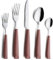 Annova Stainless Steel Cutlery Set with Color Handles - Dinner Forks, Salad Forks, Table Knives, Tablespoons, Teaspoons - Service for 4 (Brown)
