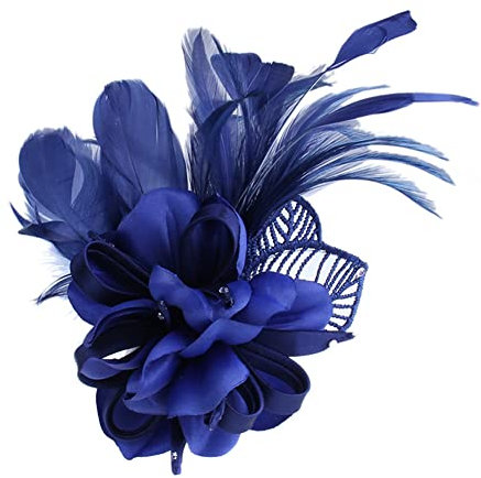 Vintage Feder Brosche, Damen Fascinator Elegante Ansteckblume Brosche Blume mit Federn und Perlen Brosche Hutfeder Brosche Anstecknadel Abzeichen für Anzug Hüte zum Hochzeit Bankett Party,10cm