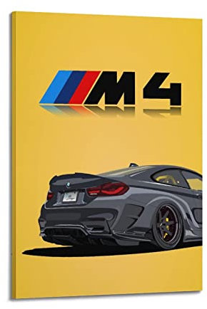 Poster de voiture de sport pour BMW M4 CS - Impression sur toile - Décoration murale moderne pour chambre à coucher - 30 x 45 cm