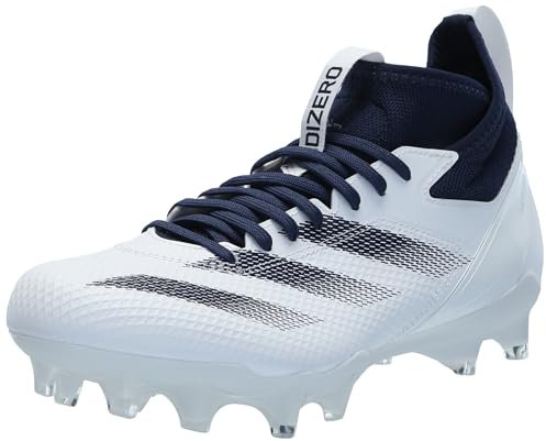 adidas Unisex-Adult Adizero Impact American Football Sneaker, White/Team Navy Blue/White, 15 Women/14 Men
