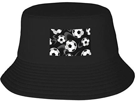 Fischerhut für Erwachsene, Unisex, trendig, leicht, geeignet für jede Jahreszeit, Schwarz, Fußball Schwarz, Einheitsgr��e