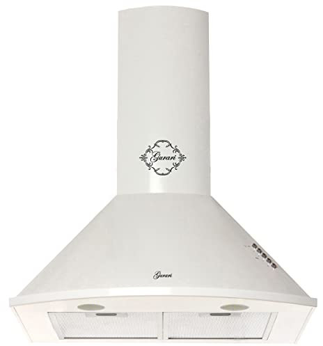 GURARI Design Wandhaube 60 cm weiß GCH 046 – Dunstabzugshaube 1000 m³/h 3 Stufen – Dunstabzugshaube Umluftbetrieb