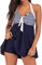 Maillot de Bain pour Femme Col en V Sexy Taille Haute Maillot de Bain avec Jupe Maillot de Bain upette Robe Bikini Beachwear Shorty Impression