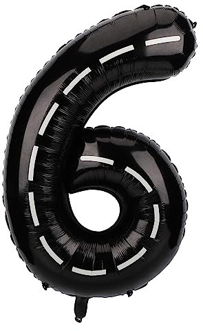 Race Car Balloon Number, 40 Inches Large Black Racetrack Number Balloon Race Car Birthday Balloons Race Car Theme Party Decorations for Boys' Birthday Party Baby Shower (6)