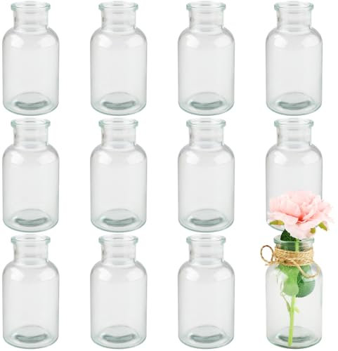 Mezzar Jarrones PequeñosCristal para Decoración de Mesa Jarrones Altos Botellas de para Casas Bodas Cumpleaños Fiestas
