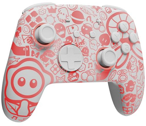 PALPOW Switch Pro Controller Wireless, Switch Controller Compatible with Switch/OLED/Lite, Firefly LED Switch OLED Controller Bluetooth Gamepad with 7 RGB Colors/NFC/Paddle/Turbo - White
