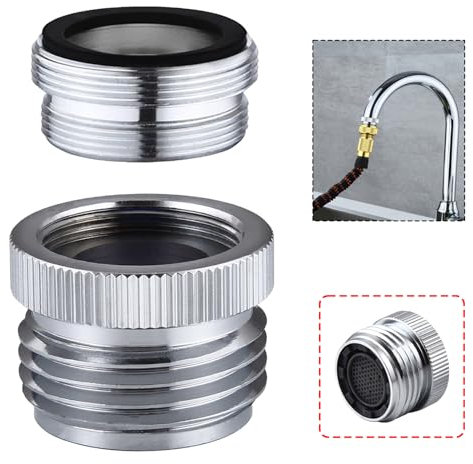 SNUTUYA Faucet Adapter with Aerator, Sink Tap to Garden Hose Adapter, Tap Adapter to Garden Hose for Kitchen and Bathroom, Hose Attachment on Sink, 3/4 GHT Thread, Chrome