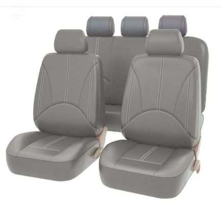 Ashild Auto Sitzbezüge Sets für Fi-at 500 2007-2012, PU Leder 5-Sitze Autositzbezug Vorder und Rücksitzbezüge Schonbezüge Sitzschoner Zubehör,H/Grey
