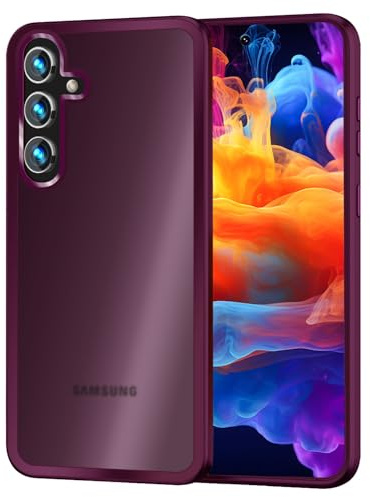 NALIA Matte Handyhülle für Samsung Galaxy S24 - Semi, Rot | Kabelloses Laden möglich, Harte Kunststoff-Rückseite, Erhöhter Kamera-Ausschnitt, Griffige Dry-Touch Haptik, FUZION