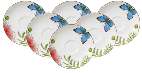 Villeroy & Boch Amazonia Anmut Kaffeeuntertasse 15 cm, 6er Set, Premium Bone Porzellan, Bunt