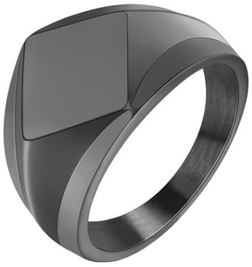 ANAZOZ Bague Losange Acier inoxydable Homme, 18 mm, Noir, Taille 55, Bijoux Punk Fantaisie