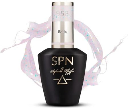 SPN Nails Professional 958 Bella Opalescent UV LaQ Gel Nail Polish 8ml, Half-Transparent, Brocade, Medium Thick, Soak Off UV/LED Lamp, Quick-drying Salon-Lasting Manicure,Nail Art DIY at Home