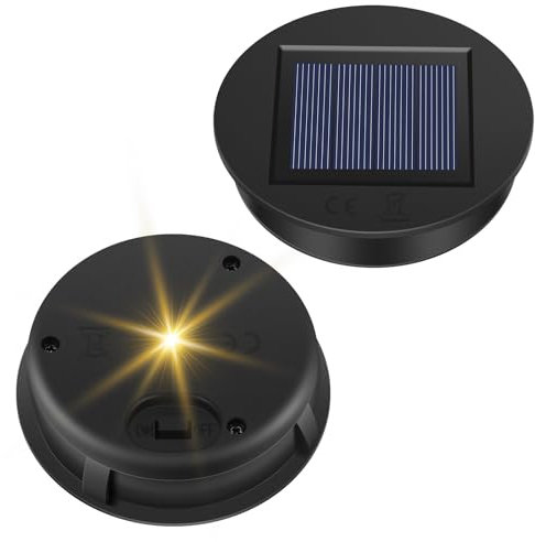 Apritsce Solarleuchten Ersatzteile, 2 Stück Solar Ersatzdeckel 8cm, Solarleuchten Ersatz Top Mit LED, Wasserdicht Solar Laterne Ersatzteile Für Solarlaterne, Solar Gartenleuchten Und DIY