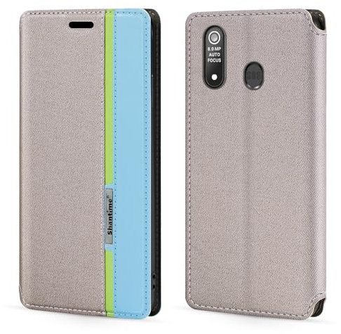 Custodia Flip in Pelle PU Bicolore con Chiusura Magnetica Invisibile Compatibile con Brondi Amico Smartphone XL Nero, Cover Elegante e Protettiva (Grigio)