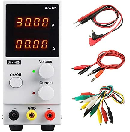 Fuente de alimentación lineal, Fuente de alimentación de laboratorio de CC ajustable USB 30V 10A Fuente de banco digital Regulador de voltaje Estabilizadores Interruptor Fuente de alimentación de labo