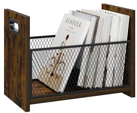 GTCJION Large Magazine Rack Floor, Vinyl Record Storage, Magazine File Holder Storage Basket for Letters, Books, Newspapers, Desktop and Home Office, 15.35 L x 8.7 W x 11.8 H