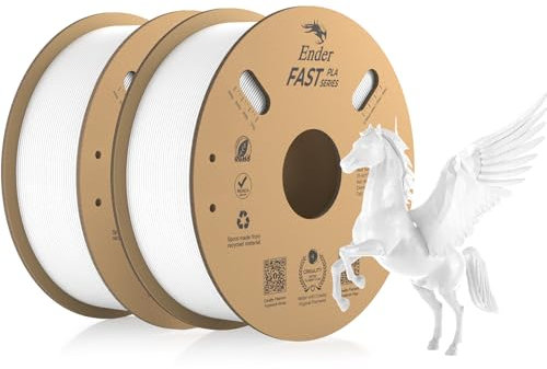 Creality Fast PLA Filament, Weiß Filament 1.75mm Fast PLA 2KG, 3D Drucker Filament PLA Maßgenauigkeit +/- 0.03 mm, 3D Druck Materialien für die Meisten 3D Drucker, 2 Rollen